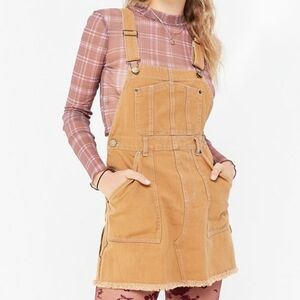 BDG Mustard Denim Cargo Dress Overalls Size XS Skirtalls